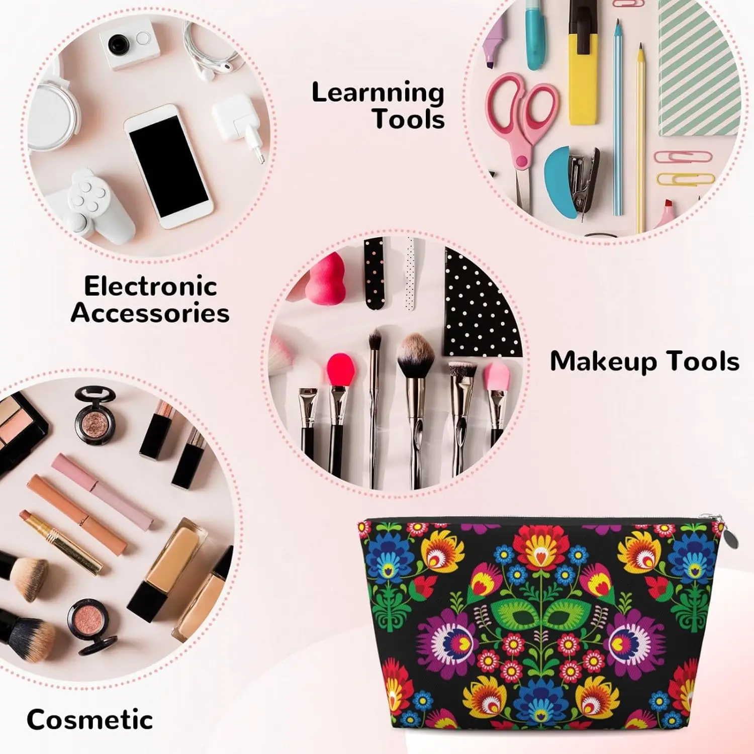 Традиционная косметичка с цветочным лаком женские дорожные туалетные