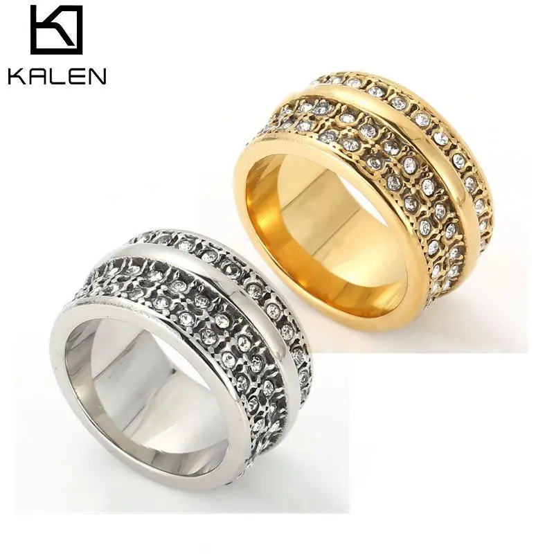 

KALEN Luxury Gold Sivler Color Zircon Rings for Woman Vintage Double Ring Party Joint Ring Fashion Elegant Jewelry Gifts