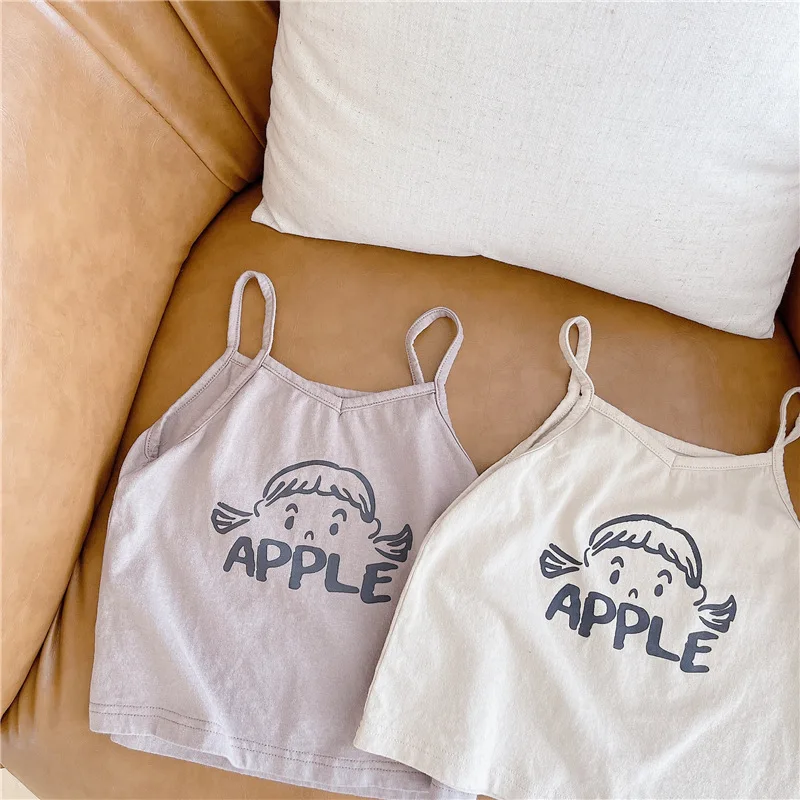 

Детские майки без рукавов, модные простые хлопковые топы с принтом в виде куклы и алфавита, для маленьких мальчиков и девочек