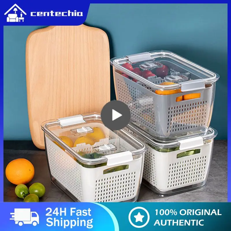 

5/8/10PCS Plastic Sealed Box Vegetable Basket Double Layer Drip Basket Kitchen Strainers Storage Container Box Kitchen Gadgets