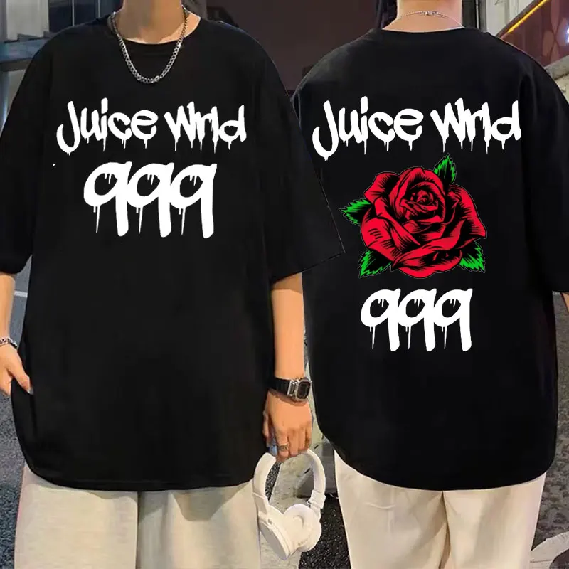 

Rapper Juice WRLD Oversized Tshirt Rose Flower Print Tee Hip Hop Harajuku T-shirt Summer Men Women Fashion Casual Loose T Shirt