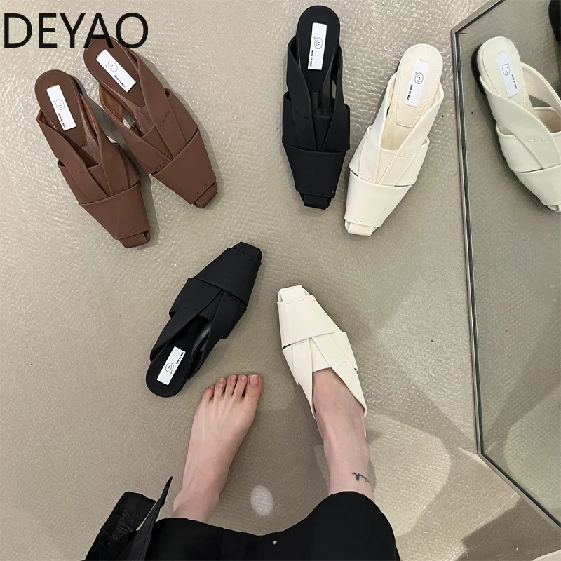 

Design Mules Slippers 2022 Summer Females Slip On Sandals Fashion Flats Outdoor Casual Women shoes