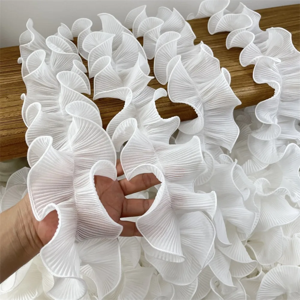 

1M Good Quality Ruffles Tulle Lace Fabric 9cm Chiffon Material Puffy Voile Pleated Sewing Trim Ribbon Christmas Decoration RG18