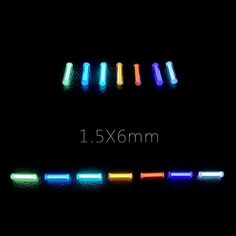 1.5x6mm Replace Small Tritium Gas Tube Self Luminous Emergency Lights Lamp Glow In The Dark For Outdoor EDC Watch Decoration DIY