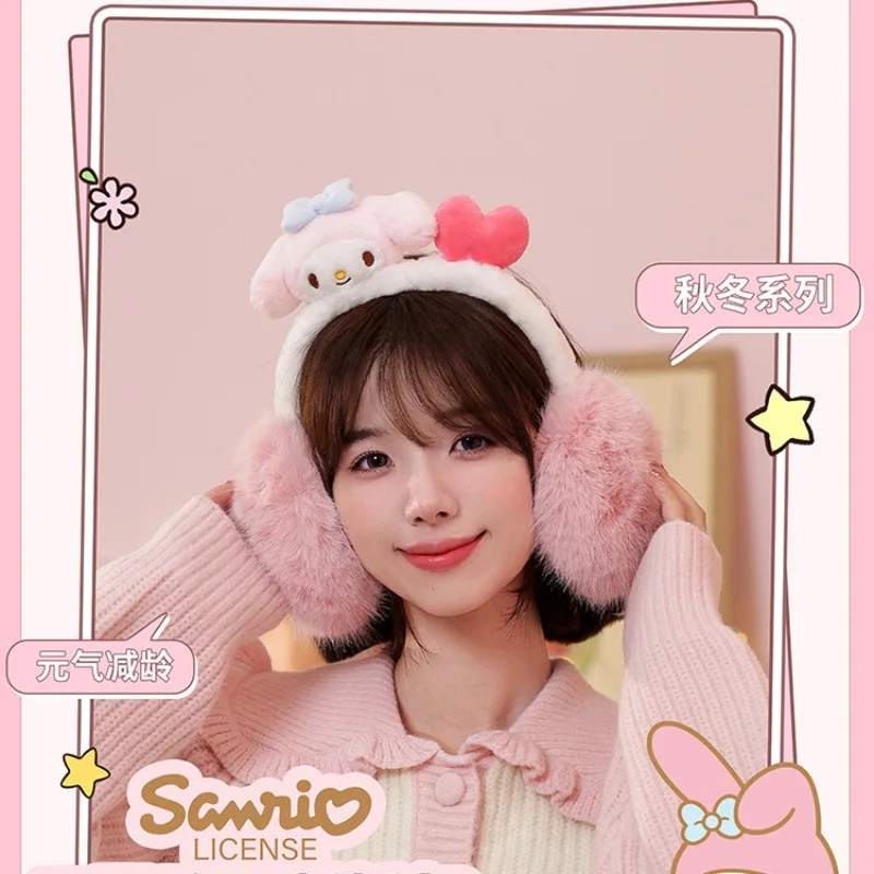 

Sanrio Kawaii Anime Cute My Melody Autumn and Winter Styles Plush Warm Earmuffs Cartoon Christmas Halloween Girls Gifts