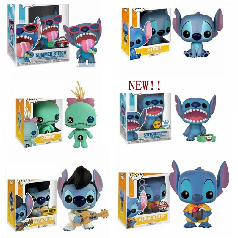 Disney FUNKO Stitch с проигрывателем записей 1048 # Summer 636 Scrump 126 Elvis 127 Aloha 203 #159 Фигурки