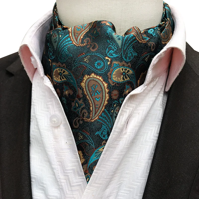 

Men Neck Tie Vintage Big Paisley Floral Formal Cravat Ascot Tie Self British Gentleman Silk Cravat For Men Shirts Accessories