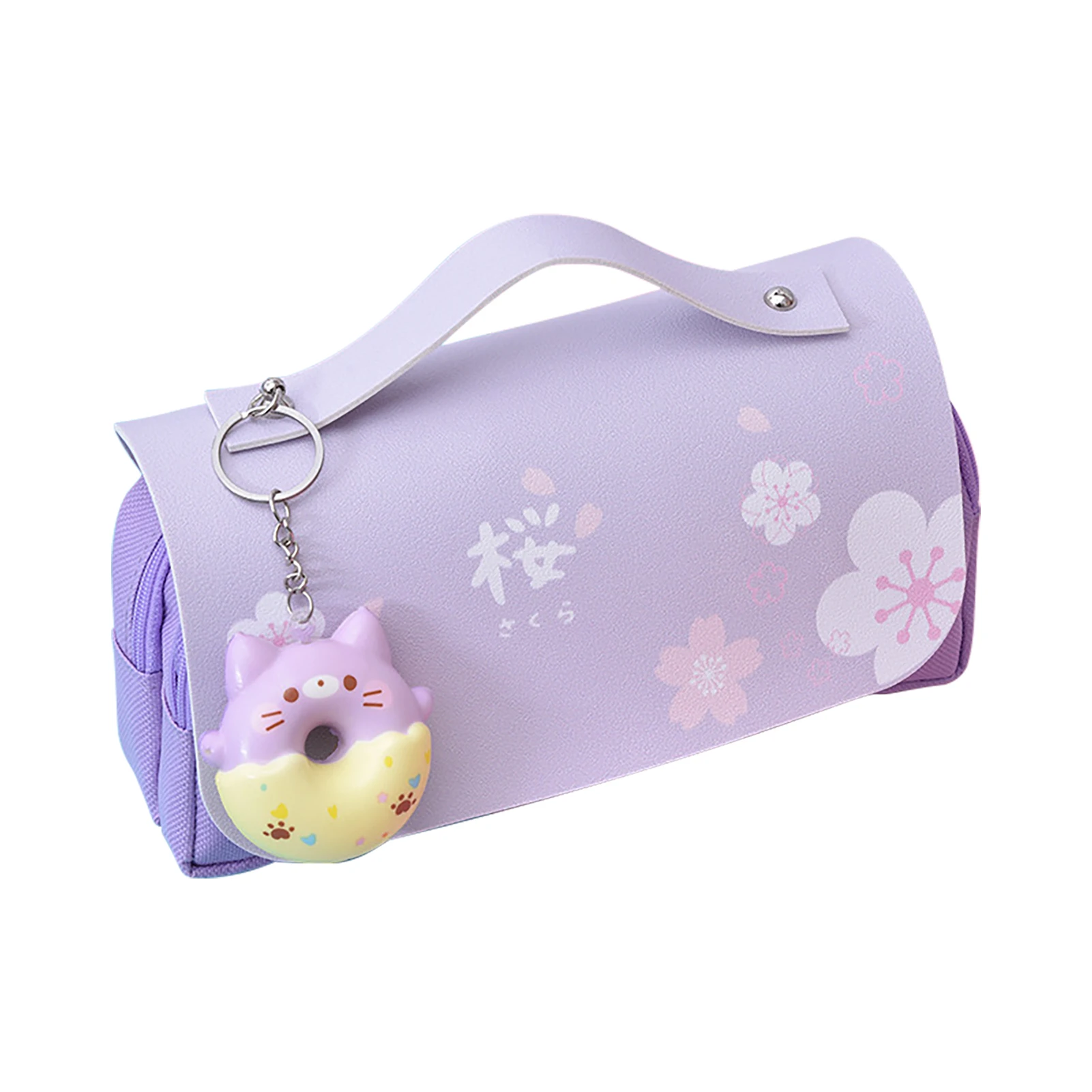 

Girl Kawaii Sakura Large Capacity School Stationery Storage Case Office With Zipper Ruler PU Leather Pencil Bag Cute Pouch Pen