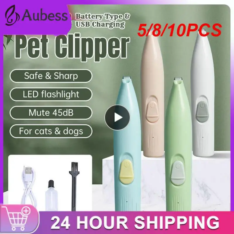 

5/8/10PCS Electric Pet Paw Hair Clipper With Led Convenience Pet Clipper Quiet Profesional Dog Grooming Equipment Multi-purpose