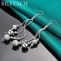 blueench 925 sterling silver tassel glossy frosted ball earrings for women engagement wedding fashion jewelry