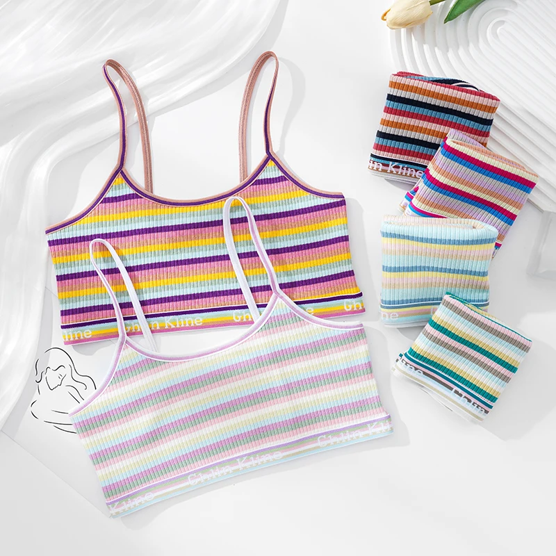 Girls Bra Cotton Comfort Seamless Sports Teenager's Bras Top Comfortable No Steel Ring Underwear Sleep Vest