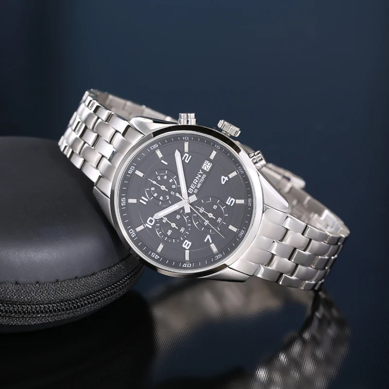 Men's Watch Quartz Multifunction Male Chronograph Sports Calendar Easy Read Dial Wristwatch Luminous Hand Clock Waterproof enlarge