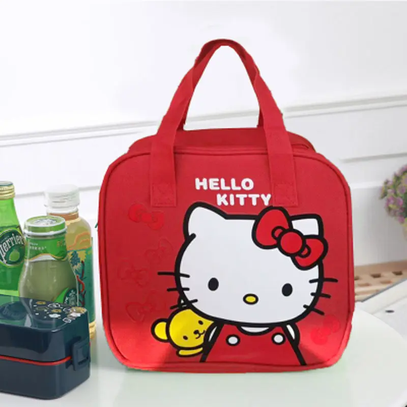 Hello Kitty Lunch Box Bag Portable Lunch Bag Hand Bag Primary School Children Cartoon Canvas Waterproof Lunch Bag  hand bags