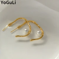 s925 needle fashion jewelry exaggerated irregular earrings 2022 new trend glasspearl drop earrings for women gifts