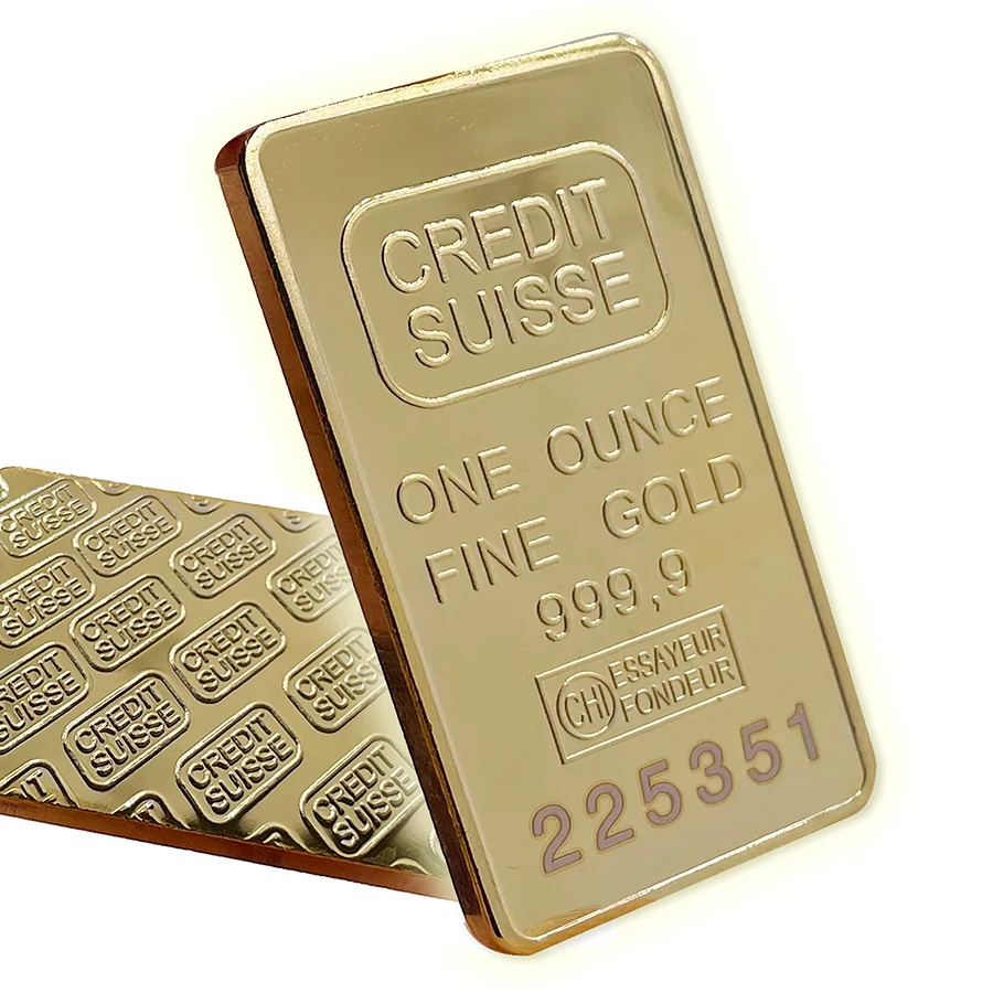 

Switzerland One Ounce Fine 9999 Gold Credit Bars with Different Serial Number Decoration fancy Coins Suisse Gold bar free ship