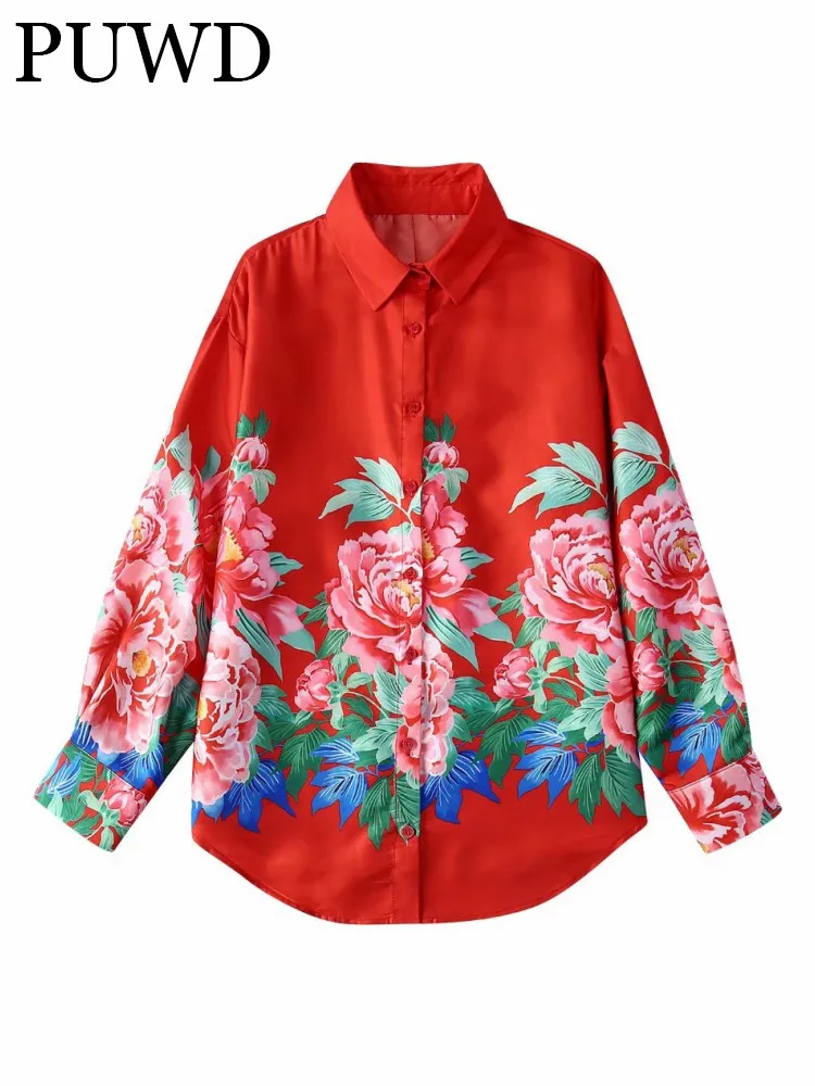 

PUWD Женская Цветочная печать восстанавливает древние способы Сельский Стиль Цветочная Милая элегантная Nobility2022 Летняя женская рубашка