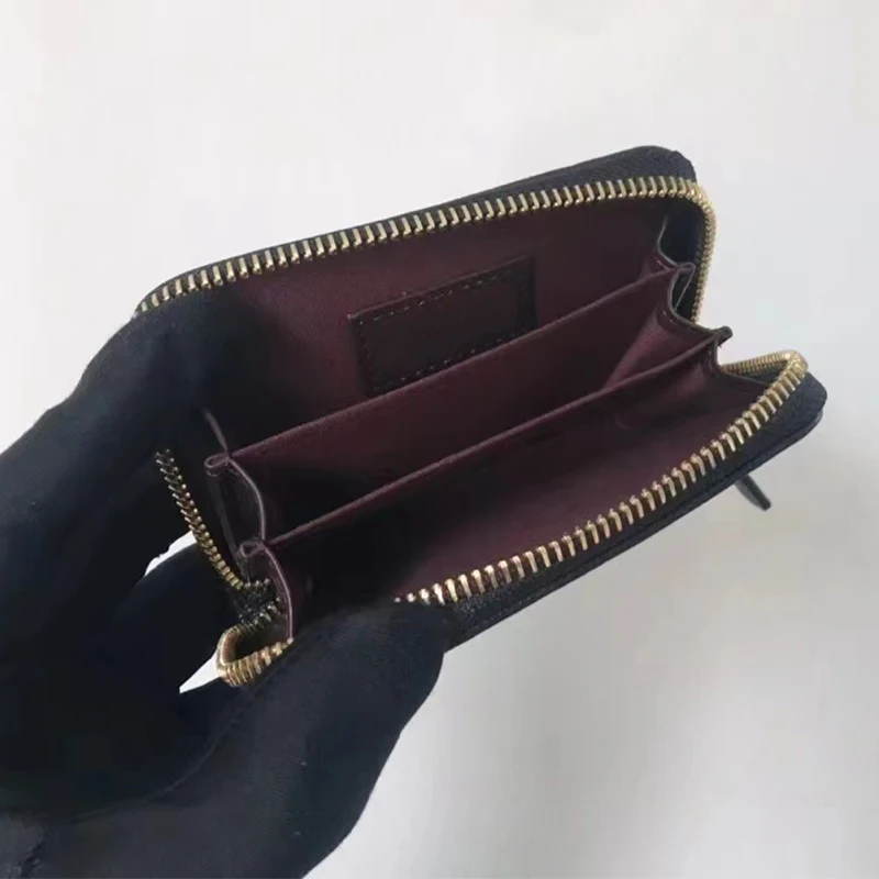 Business Card Holder Real Leather Caviar cowhide Credit Card Wallet Bag Women Zipper Credit/id/bank Card Holder Case Coin Purse