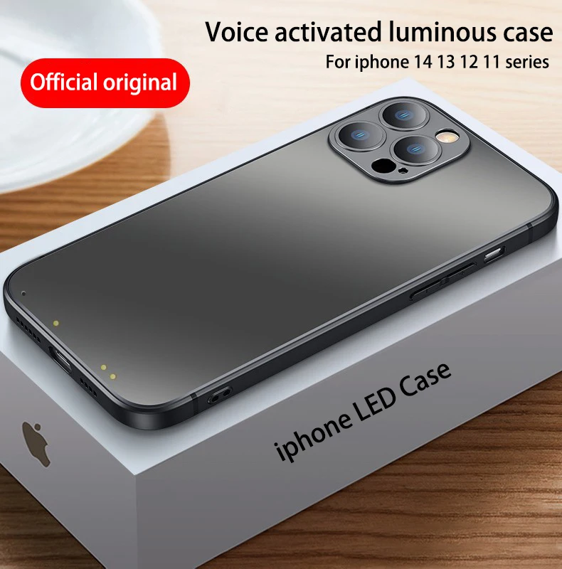 

Hidden LED Circle Glowing Phone Case for iPhone 11 12 13 14 Pro Max Frosted Stainless Surface Luxury Accessories for Trendsetter