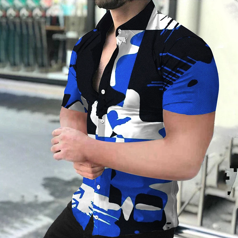 Men Shirts Fashion Short Sleeve Top Hawaiian Shirt Beach Wear Summer Print Button Top for Men Casual Clothes 2023 Hot
