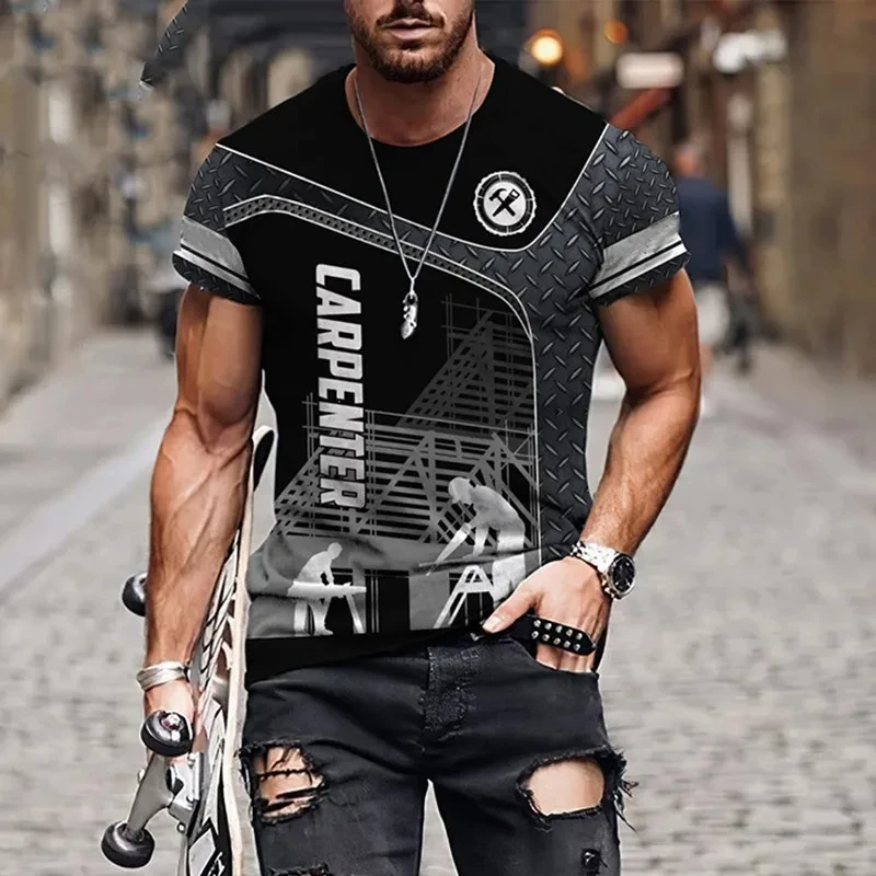 Плотничная рубашка Мужская футболка индивидуальная форма топы летняя