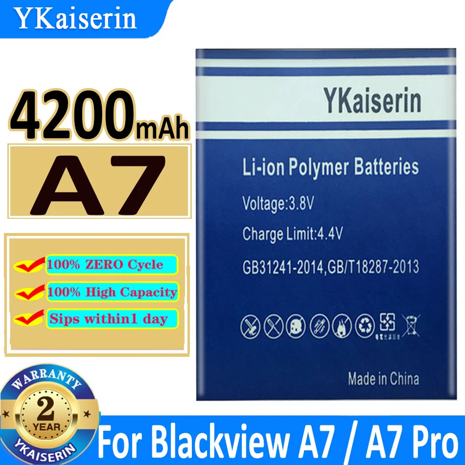 

Аккумулятор ykaisсеребристый на 4200 мАч для Blackview A7/ A7 Pro A7Pro A 7 Pro A 7Pro, сменные батареи + номер отслеживания
