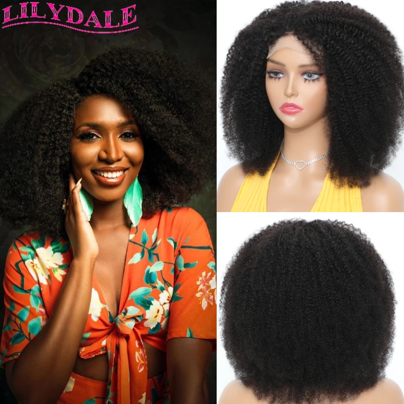 Afro Kinky Curly Human Hair Wig 13x4 13x6 Lace Front Human Hair Wigs 180% Density Perruque Cheveux Afro Crepu Naturel Lilydale