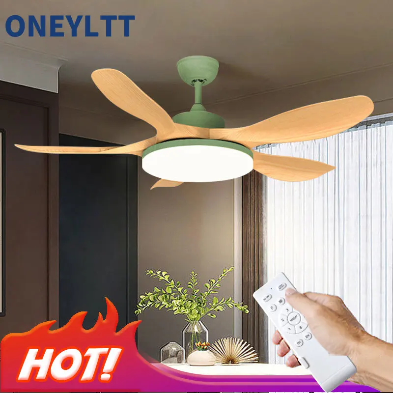 

Nordic LED Ceiling Fan with Light 42in 58inch DC Silent 5Blades Big Wind Ceiling Fan Lamp Ventilator Living Room Dining Bedroom