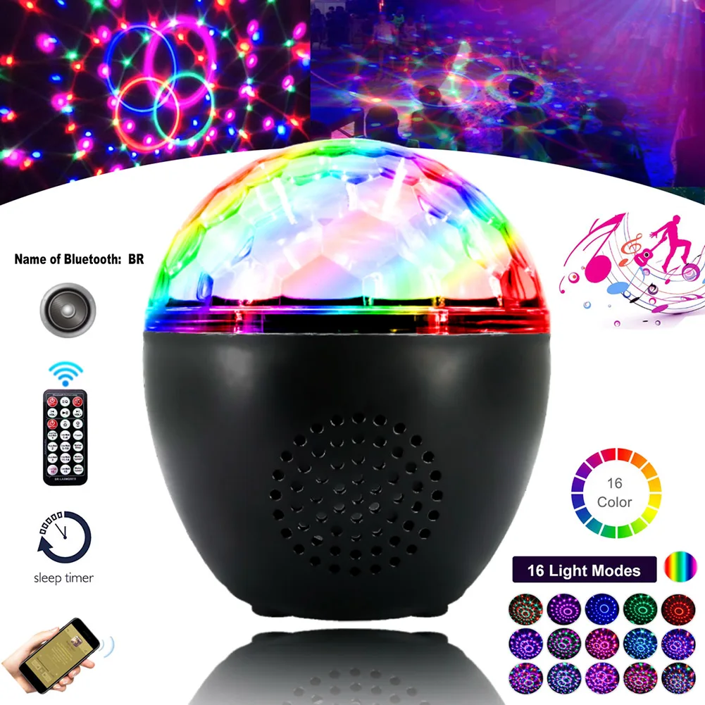 

16 Colors Classic LED Ball Projector Light Practical Multi-functional Stage Party Remote Control Music Night Lamp