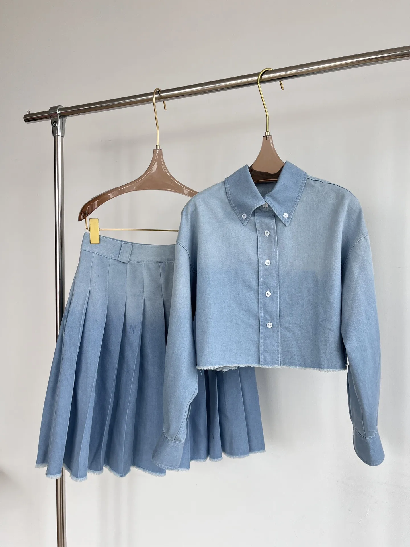 

Women's Dress Elegant Dresses For Women 2022 Female Dress Set Woman 2 Pieces Women's Suit Pleated Skirt Denim Top Casual Suits