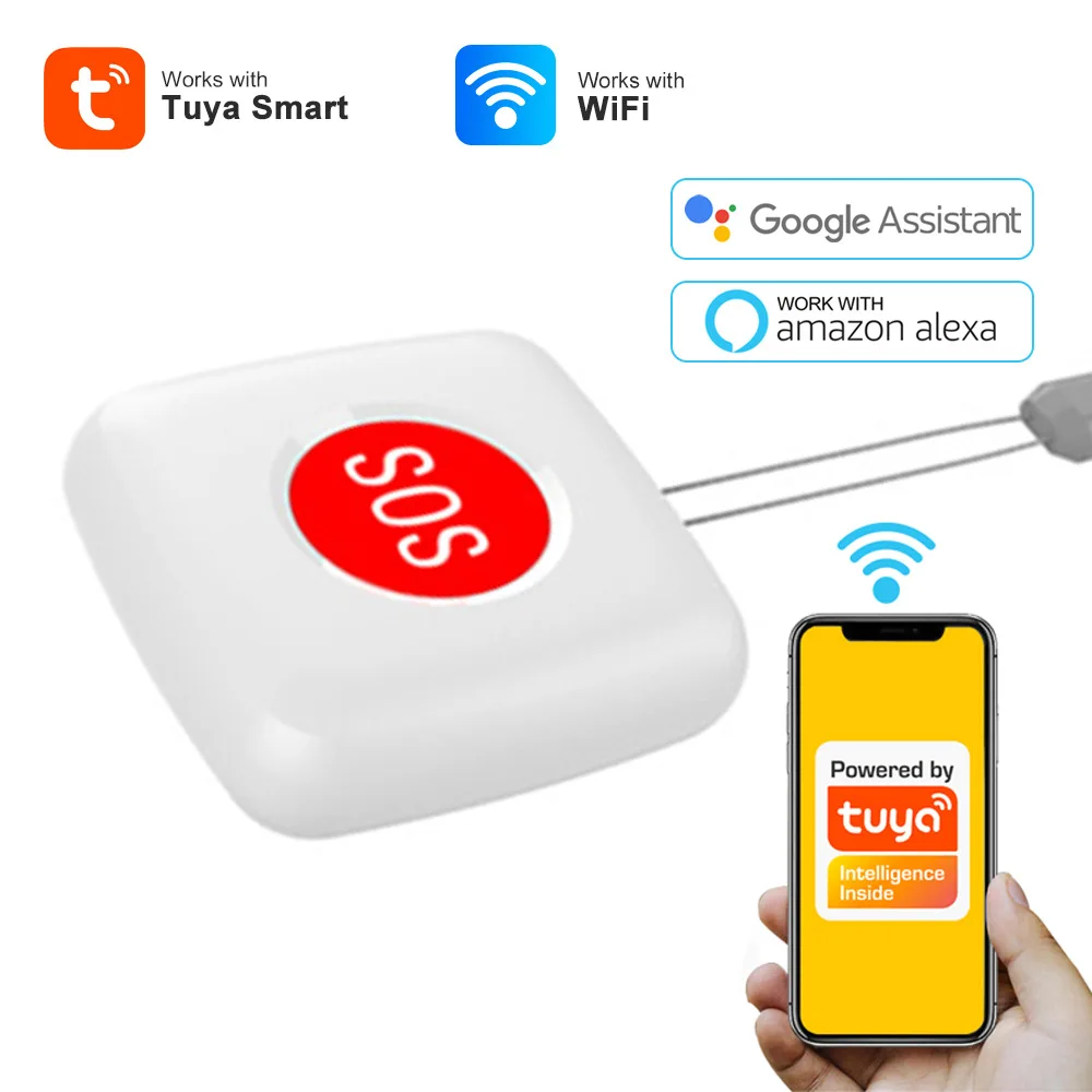 

Кнопка SOS Tuya ZigBee, водонепроницаемая аварийная сигнализация для пожилых людей, с дистанционным управлением через приложение Smart Life для умног...