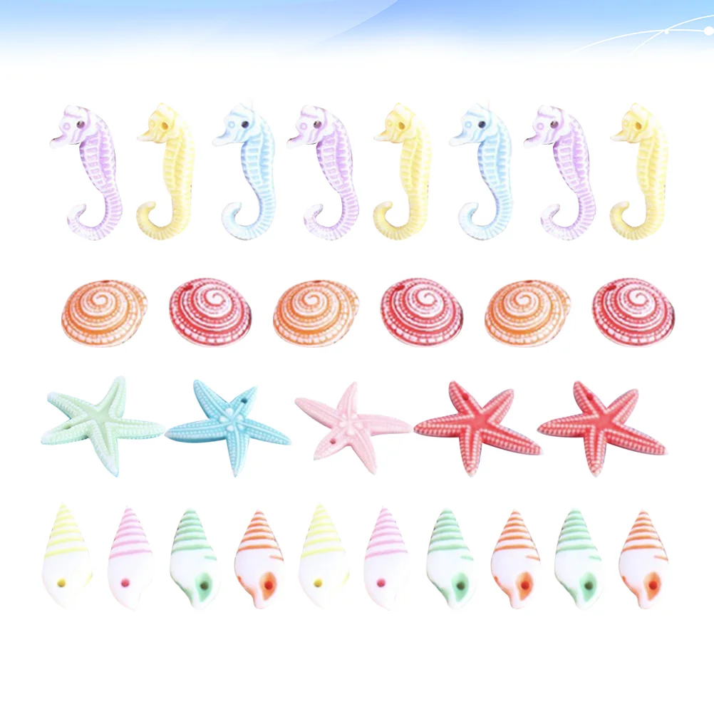 

Beach Ocean Conch Shell Decor Ornaments Craft Resin Sea Mini Shells Ornament Micro Landscape Seashells Pendant Seahorse Star