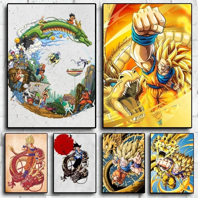 

Monkey King Super Saiyan Anime Dragon Ball Mural Cartoon Home Decor Living Room Poster Painting Children's Festival Aesthetics