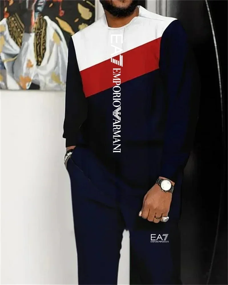 Мужской брючный костюм с длинными рукавами летняя роскошная мужская модная