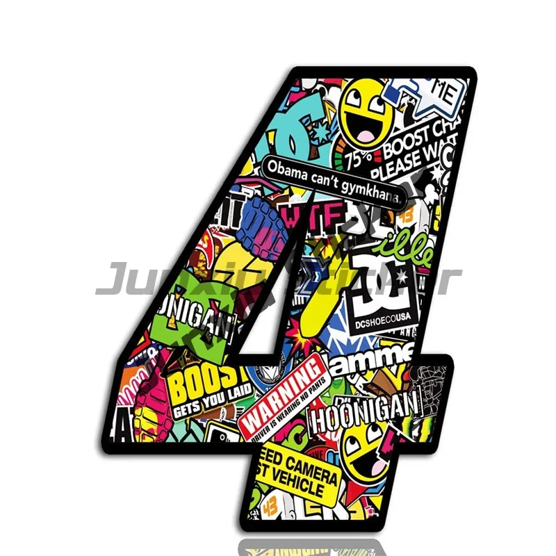 Черные с оранжевой границей панк цифры наклейки 0123456789 виниловая наклейка