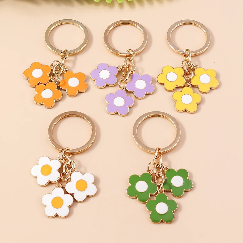 

Cute Colorful Flower Charms Keychains for Car Key Souvenir Gifts for Women Men Handbag Pendants Keyrings DIY Jewelry Accessories