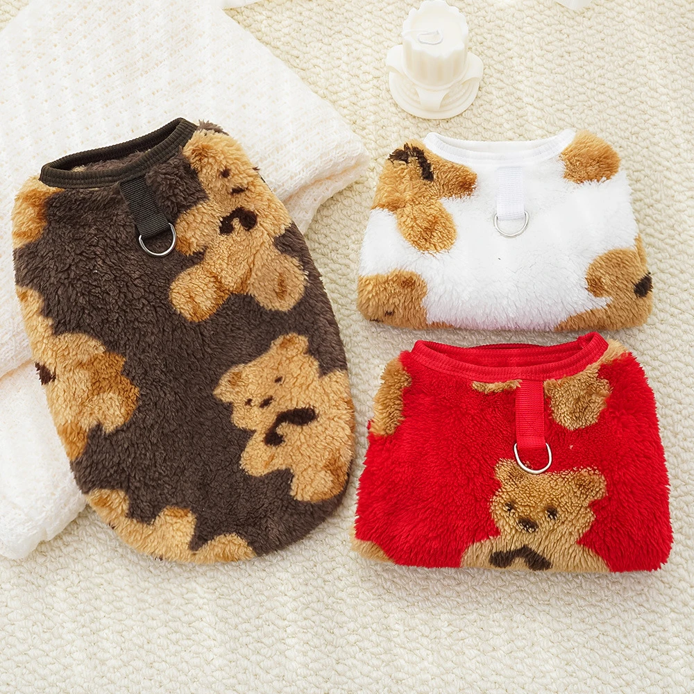 Autumn Winter Pet Sweaters for Small Medium Large Dogs Warm Fleece Pullover Harness Vest Golden Retriever Puppy Costume