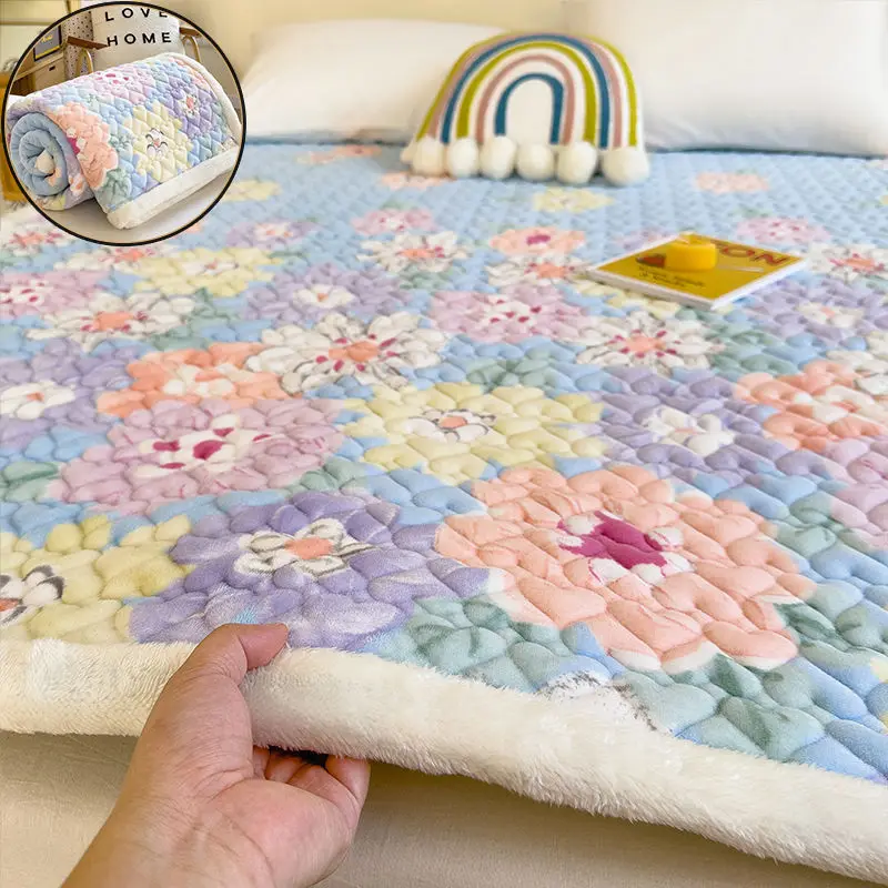 Зимний мягкий матрас с молочным бархатным покрытием двойное покрывало роскошная