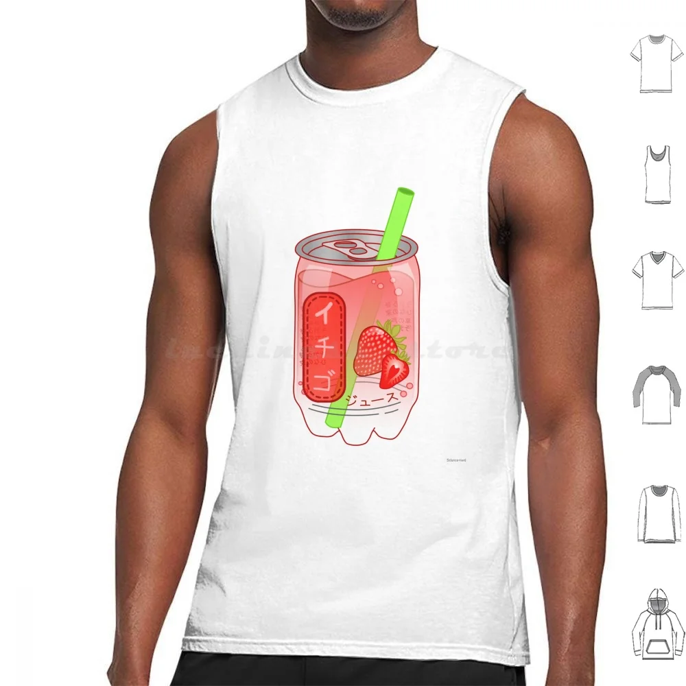 

Cute Japanese Strawberry Soda Can Tank Tops Vest Sleeveless Strawberry Soda Can Pastels Juice Japan Japanese Cute Kawaii Cans