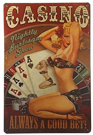 

dingleiever-Casino Always A Good Bet Pin Up Girl Metal Sign Metal Decor Art Bar Pub Shop Store