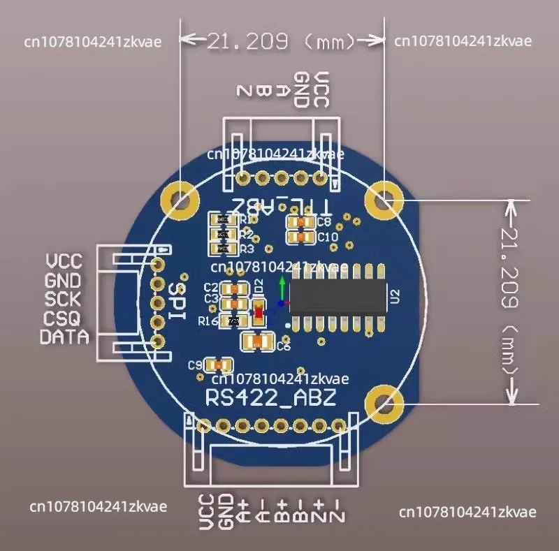 Магнитный энкодер датчик угла TLE5012B высокоточный 15-битный ABZ SPI RS422