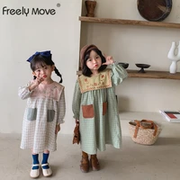 freely move summer toddler girl dress solid cotton long sleeve children dress kids sundress cute dress fashion girls clothing