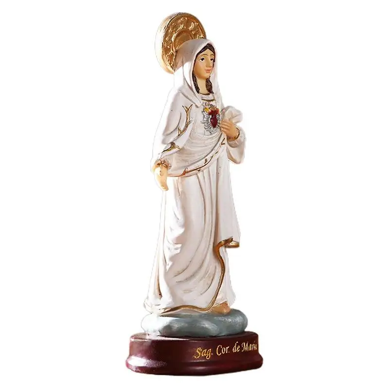 

Virgin Mary Statue Our Lady Of Grace Figure On Base Resin Ornaments Exquisite Atmosphere Art Figurine Holiday Decorative