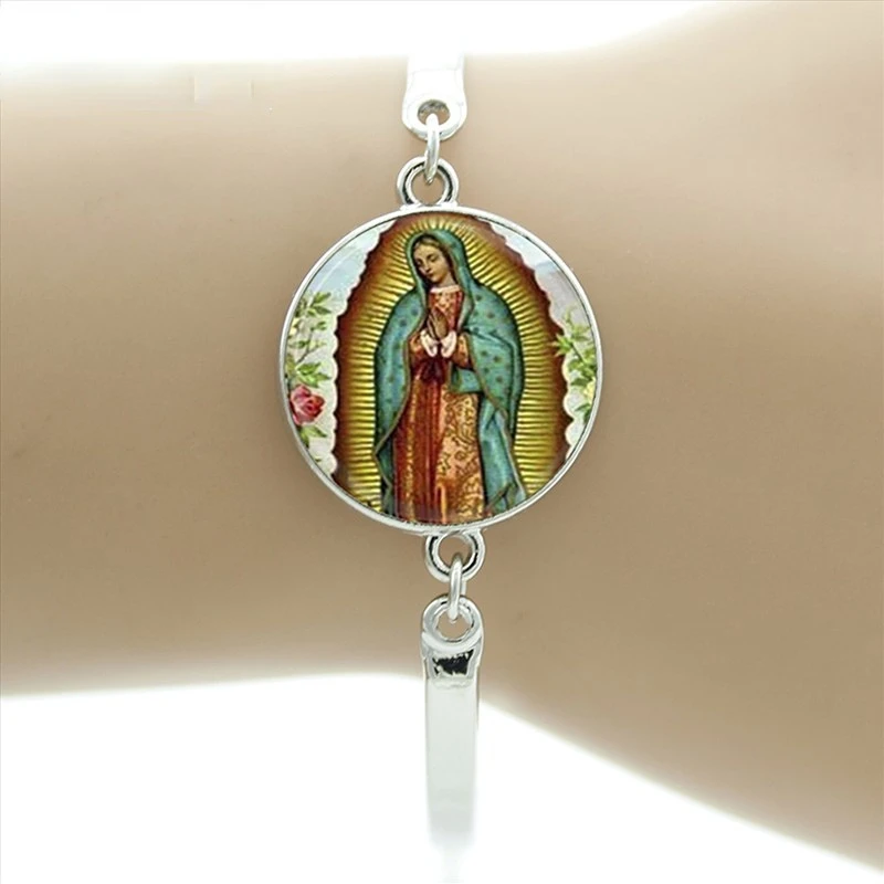 

Bracelets for Women Lady of Guadalupe Bracelet Virgin Mother Mary Religious Catholic Dome Bangle Madonna Charm Luxury Jewelry