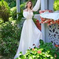 weilinsha bohemia wedding dress of princess tulle puff sleeve sweetheart fashion bridal beach seaside evening party marry gown
