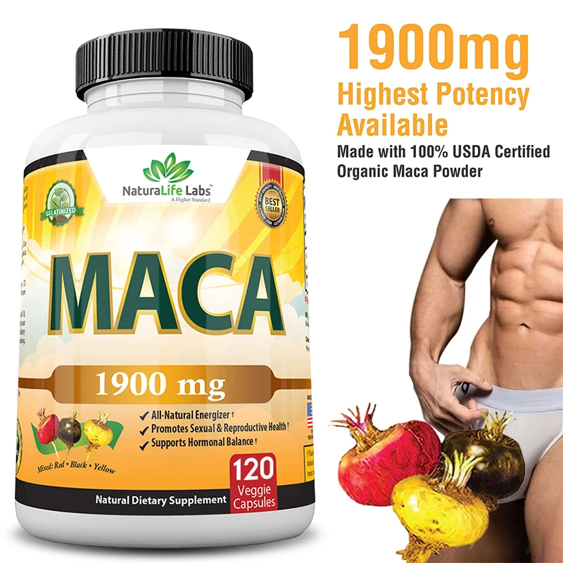 

Organic Maca Root Food Capsules - Peruvian Maca Root 100% Pure Non-GMO Supports Reproductive Health Natural Energy & Stamina