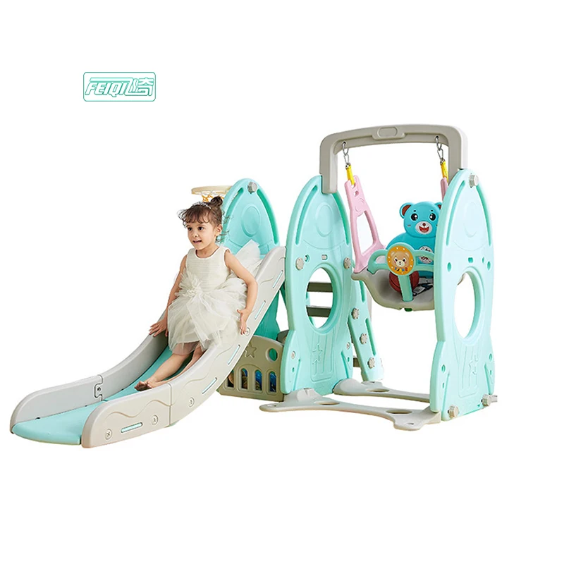 

Оригинальный дизайн детские пластиковые качели и скольжения в форме ракеты с шариковым кольцом