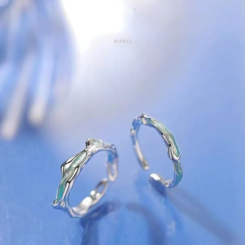 

Irregular Couple Rings For Women Men Green Drip Glue Water Ripple Forever Love Promise Ring Valentine'S Day Gift Jewelry