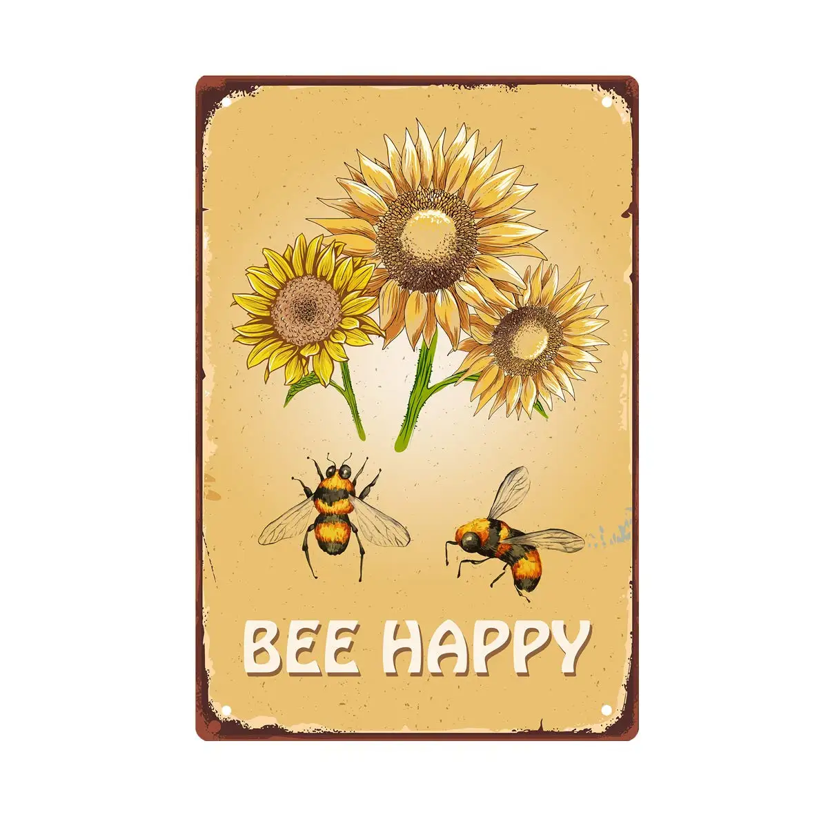 

Letrero de Metal feliz para de pared, abeja, girasol, 8x12 pulgadas