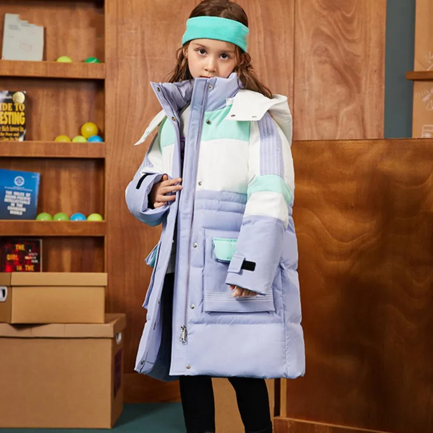 

Детское теплое пальто, ветрозащитный и водонепроницаемый плотный зимний костюм, модный пуховик для мальчиков и девочек на холодную зиму A1818