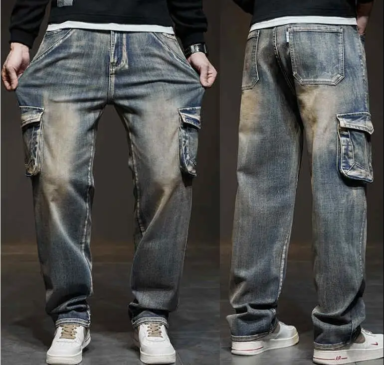 Джинсы мужские в стиле ретро ностальгические брюки из денима американском с